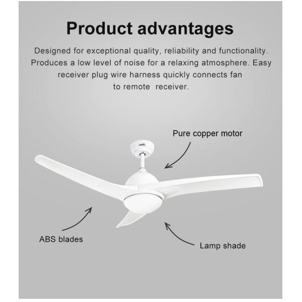 Ventilador de teto LED com luz 1stshine Controle de parede sem fio de motor silencioso DC clássico moderno