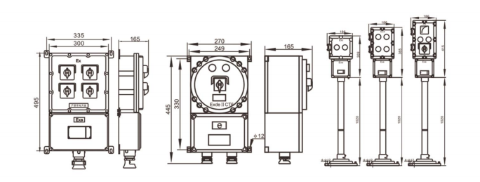 10A Exd Estación de control a prueba de explosión con calificación ATEX de calificación marina Entrada de cable de aluminio G3/4