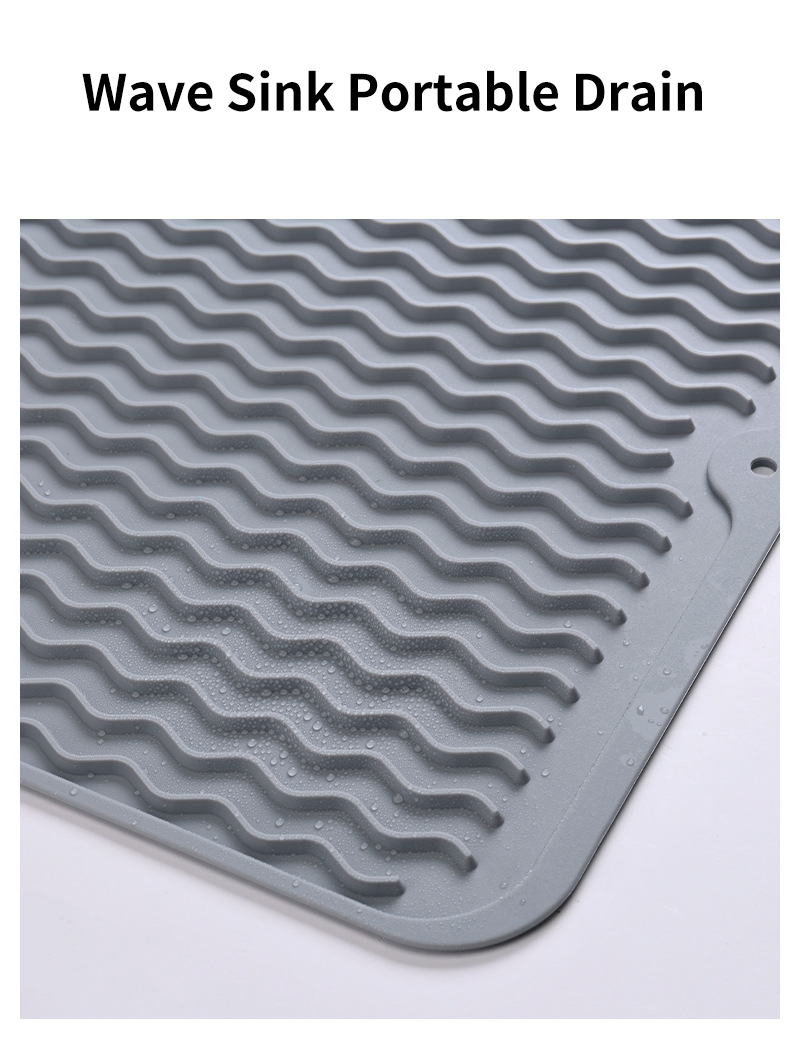 Custom Eco-friendly Silicone Dish Drying Mat Heat Resistant Trivet for Kitchen Counter