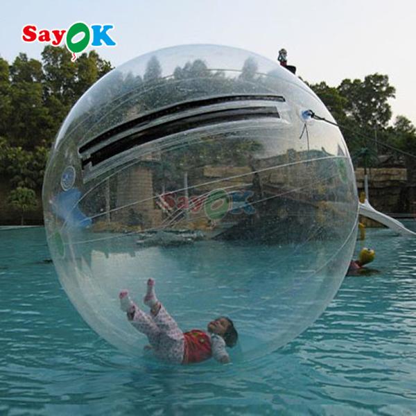 Saïok Boule flottante gonflable Aqua Zorbing Boule PVC transparente Cylindre humain Boule à bulles d'eau pour le jeu de l'eau