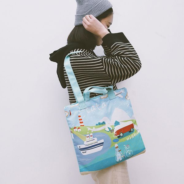 Japanese lovely art canvas single-shoulder bag spray figure cross-body bag small fresh cartoon lady bag