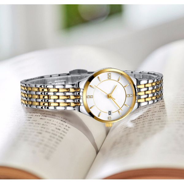 ODM Ladies Zinc Alloy Quartz Watch Stainless Steel Solid Band