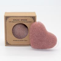 éponge konjac 100% naturelle en forme de coeur de 8*8*5cm pour le lavage de corps