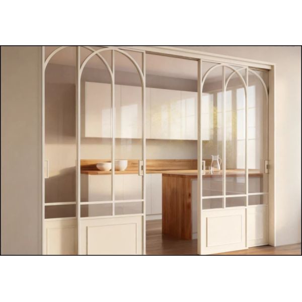 Kitchen sliding door triple linkage French open living room balcony partition aluminum alloy glass door sliding door customization
