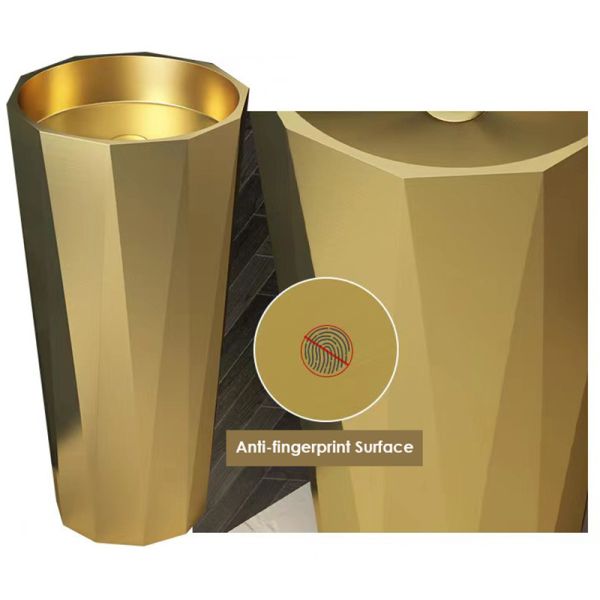 304 Stainless Steel Column Pedestal Sink For Hotel Clubhouse Bathroom