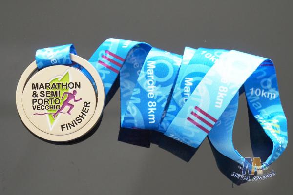 Kids Football And Marathon Finisher Metal Award Medals And Ribbons , Custom Baseball Medallion