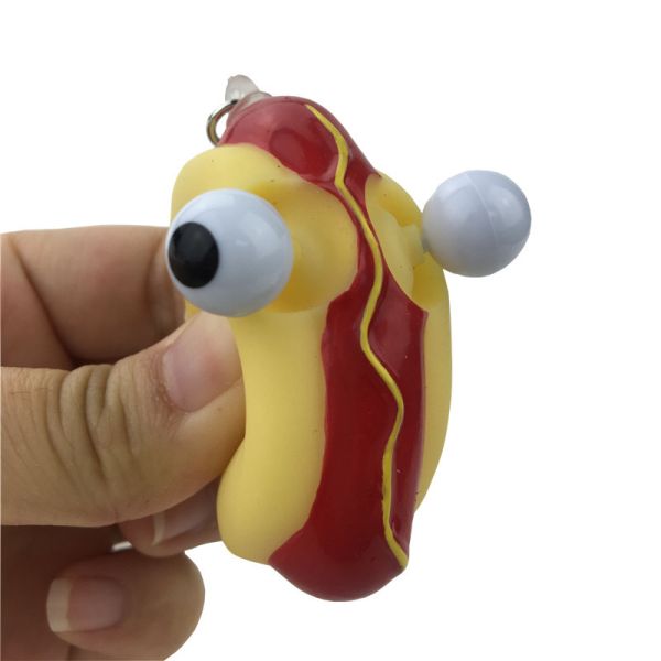 Rubber Soft PVC Junk Food Squishies Key Chains Animal Eye Poppers, Raised Eyes Doll Anti Stress Key Chain Squeezing Toys