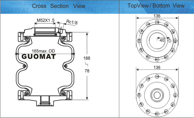 весны воздуха подвеса 165mm Максимальн OD Двойн замысловатые для Vol-vo truck сверхмощной Европы FM13