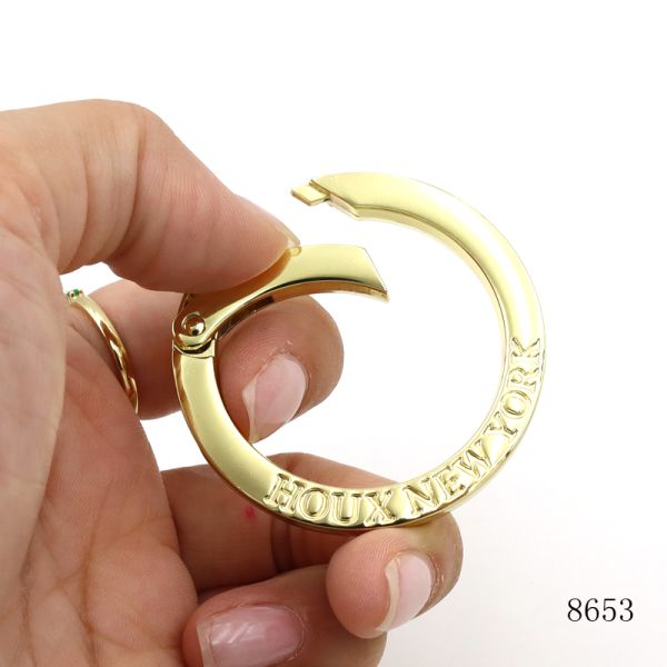 Durable Quality Gurantee Metal Big Spring O Ring Gold Plating Custom Logo Carabiner Clasp