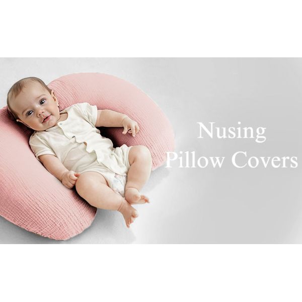 2 Pack 100% Cotton Nursing Pillow Covers, Soft & Adorable Slipcovers with Zipper Closure
