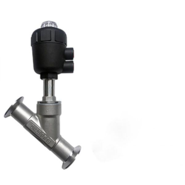 Válvula de asiento de ángulo del actuador neumático de extremos de tres pinzas con cilindro 304 de acero inoxidable