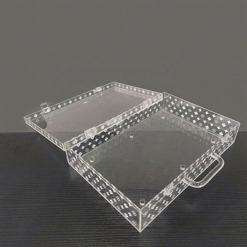Large Capacity Printed Suitcase Plastic Storage Box Durable Transparent Storage Box with Handle Lock