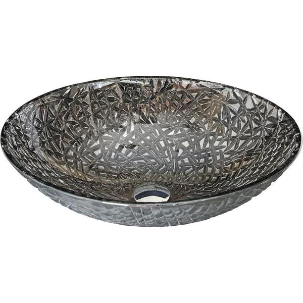 Bacia cromada da bacia de lavagem do banheiro acima do cristal moderno de prata oval contrário