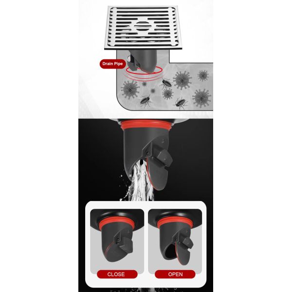 4 Inch Square Wet Room Shower Drain For Bathroom Swimming Pool