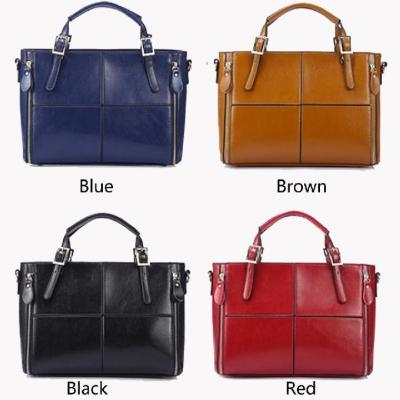 Cera de costura transversal Tote Shoulder Bag de couro do óleo das mulheres