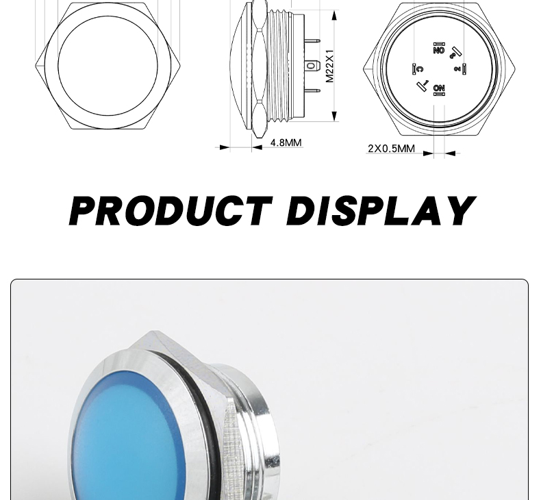 22mm Spherical Metal LED Indicator Lamp 24V 220V Solder Pin Industrial Signal Light Red Green Yellow Blue White
