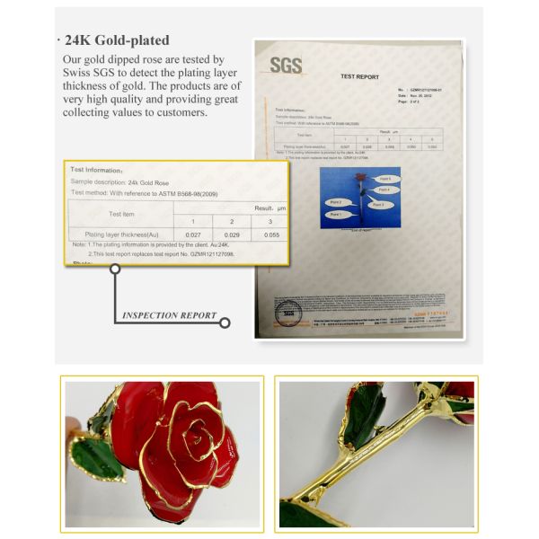 Wholesale  Gold Real Rose 24k Gold Plated Real Natural Rose for Valentine's Day and Christmas Gifts