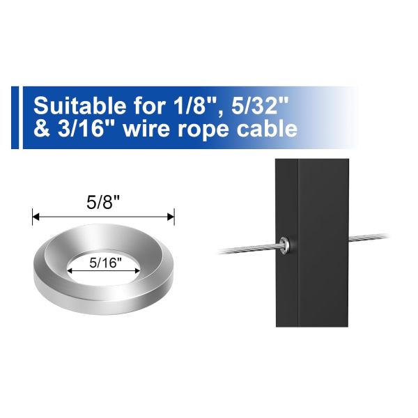 Stainless Steel Thickness Cable Railing Protector Adhesive Sleeves for Deck Stair Cable Railing Post Kits