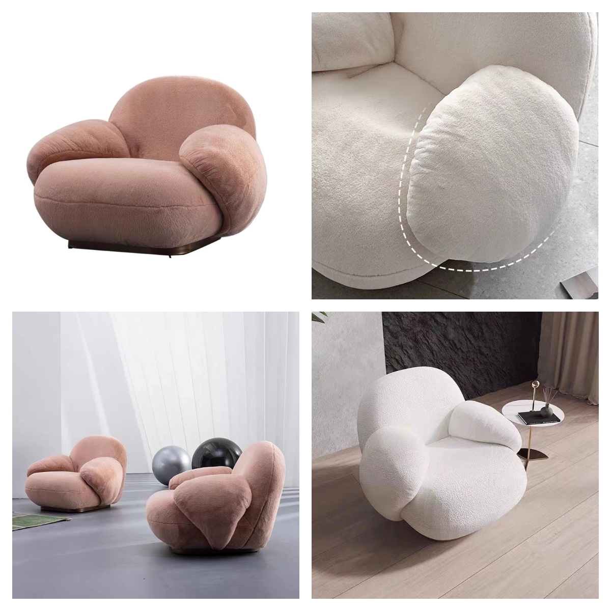 Фур Капуста Отдых Ленивый диван Стул Расслабиться Фланельная ткань Нержавеющая сталь Дно