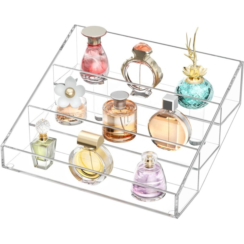 Wholesale Modern 3-Layer Transparent Skin Care Display Shelf 10-Inch Acrylic Perfume Storage Rack for Living Room Bedroom