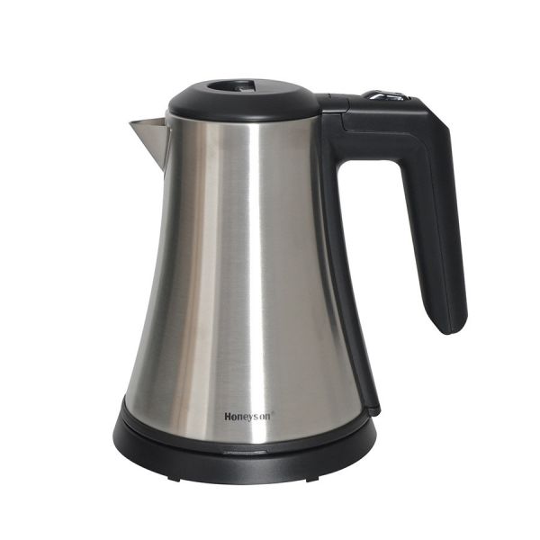 0Электрический чайник из нержавеющей стали с кофейным деревянным набором