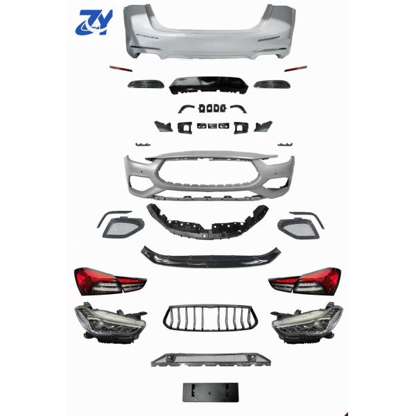 For Maserati Ghibli 2014-2018 Car Modified Front and Rear Bumper Headlight Taillight Trofeo Performance Body Kit