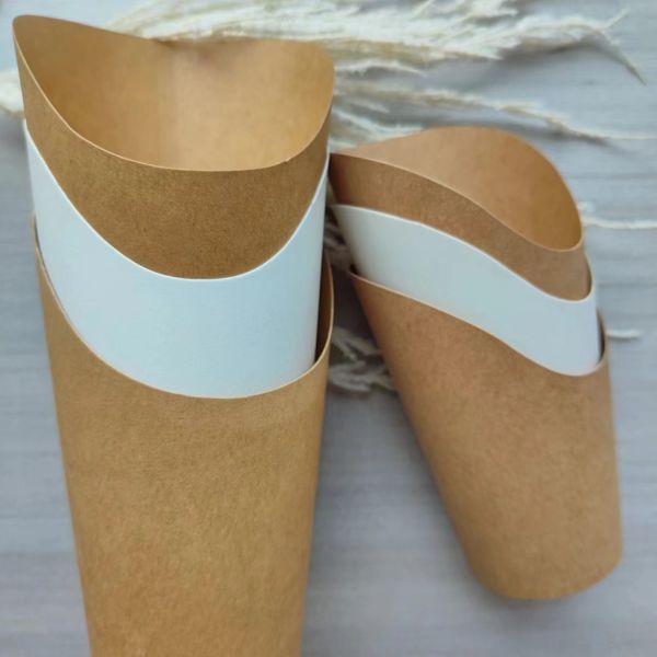 Paper Material Customized Chips Triangle Box with Shipping Cost and Oil Proof Bag