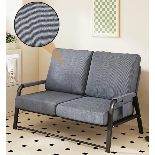 Japanese Two-seater Sofa Chair for Sitting and Lying on, Corduroy Fabric Bed