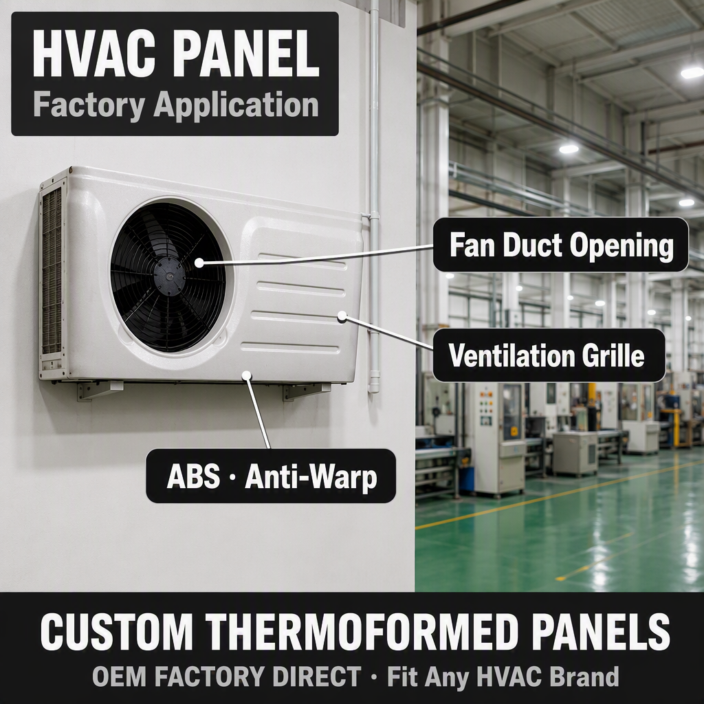 Custom Heavy Gauge Thermoformed Air Conditioner Panel Cover | Thick ABS Vacuum Formed AC Front Shell