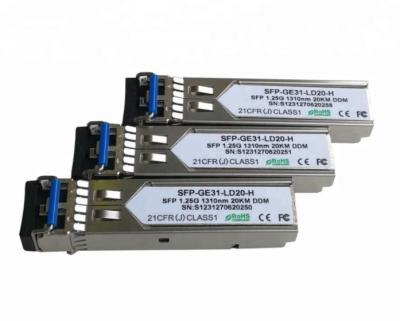 laser Class1 da reunião da relação dos dados do módulo LVPECL do transceptor de 1.25G 1310nm 20km SFP