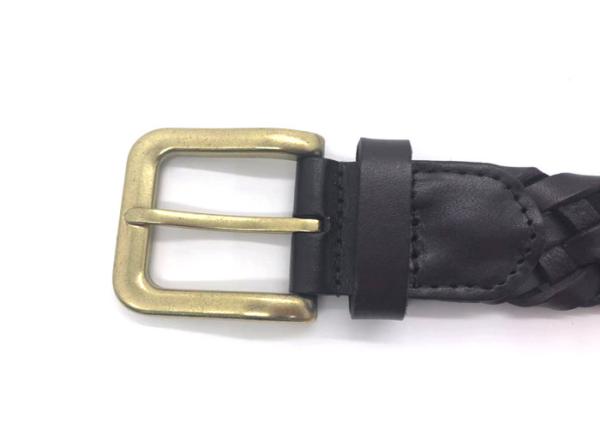 Braided 35mm Mens Casual Leather Belt With Solid Buckle