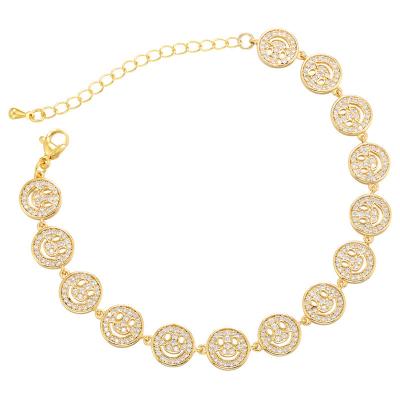 Zircão Smiley Face Gold Necklace