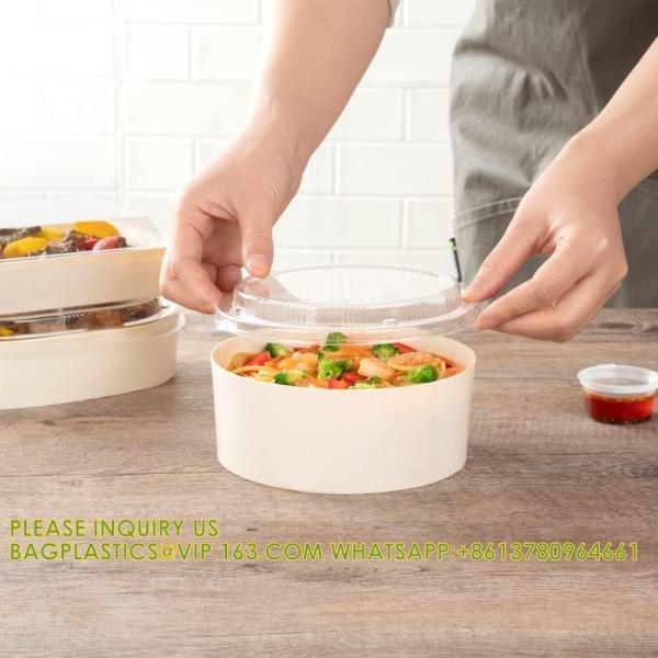 34 Oz Deep Round Wooden Containers - Containers Sold Separately, Clear Plastic To Go Box Lids