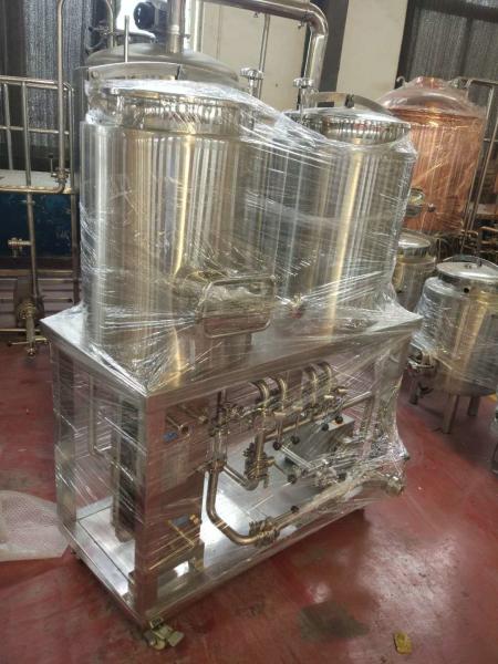 Two Vessel Homemade Beer Machine , Electric Home Brewing System With Wheels