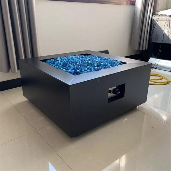Pátio de aço Heater Fire Table do gás do quadrado preto de alta temperatura da cor