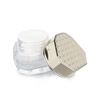 35g Transparent Glass Bottle Empty Cosmetic Containers With Gold Honeycomb Lid