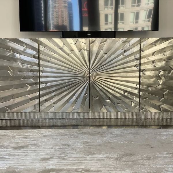 Mirrored Metal Sideboard Cabinet TV Stand Buffet Storage Unit OEM