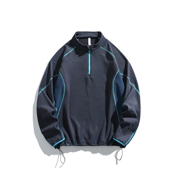 Stand Collar Color Block Jacket Thermal Antibacterial Polartec Fleece Outdoor Pullover