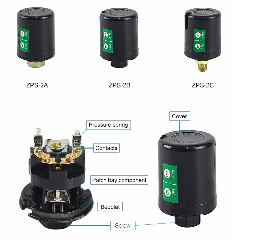 регулятор переключателя давления 1.8Bar 12PSI ZPS-2 для гидравлического насоса подкачки