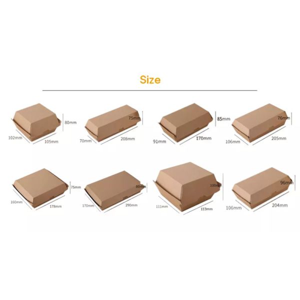 120 Deg Disposable Burger Boxes Packaging Burger Hamburger Packaging Box