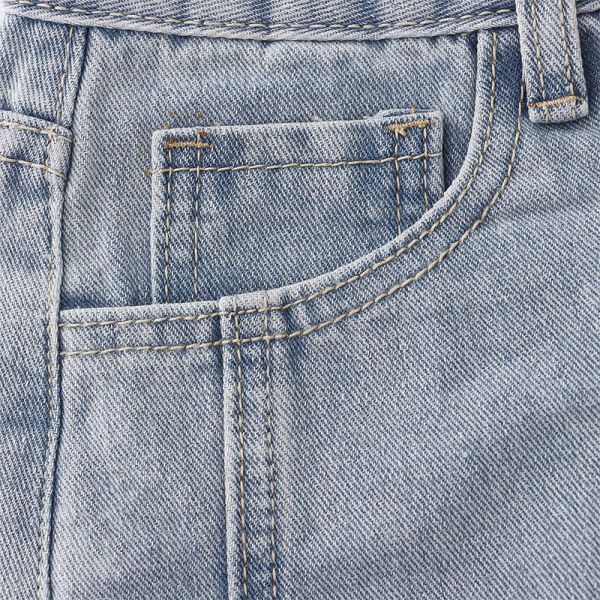 OEM ретро помытое свободное высокое Waisted Джин замыкает накоротко вышитые средние брюки длины