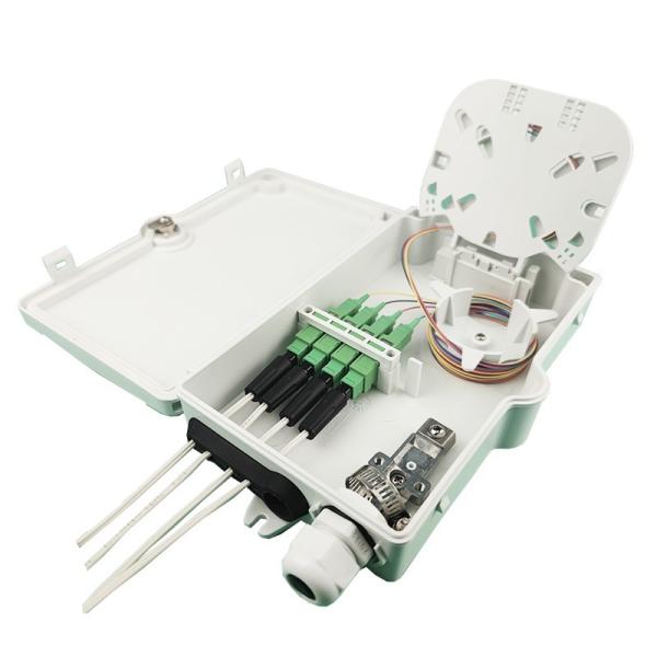 FTTH IP65 Outdoor 4 Cores Fiber Optic Termination Box with SC Connector Wall Mount Gray