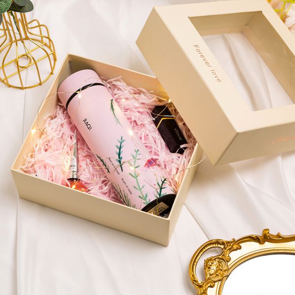Transparent Windowed Gift Box With Top And Bottom Lid Customizable Square Cosmetic Gift Box