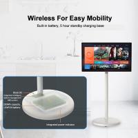 32 pulgadas de interior portátil Smart Touch inalámbrico Android LCD pantalla giratoria con batería recargable base móvil