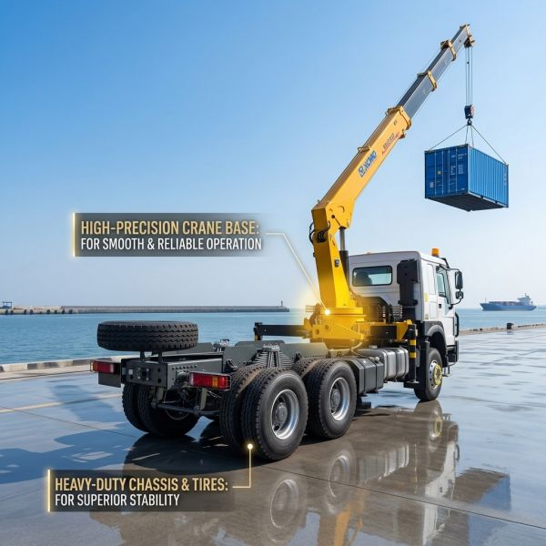 SINOTRUK Truck Mounted Cranes Equipment 12 Tons XCMG For Lifting 6X4  Knuckle Boom Crane Yellow, eye-catching, Military bumper