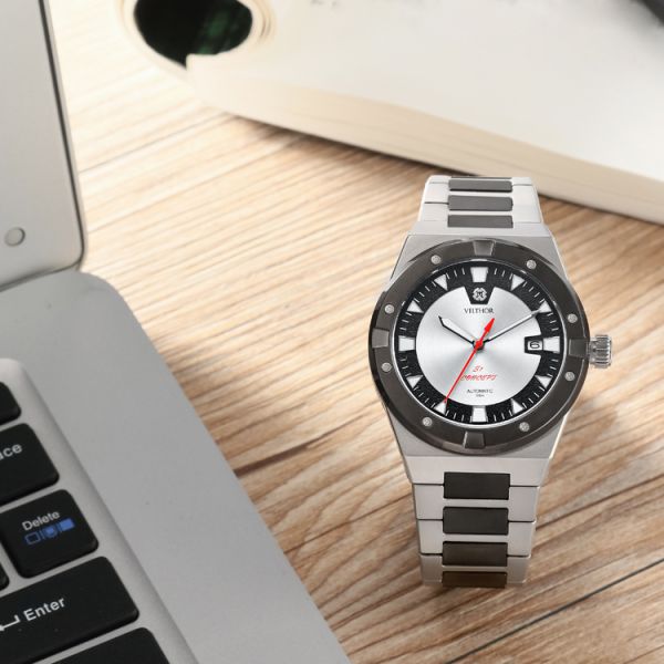 Наручные часы серебряных автоматических людей, дозор нержавеющей стали водоустойчивый автоматический