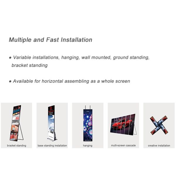 P2.5 Indoor LED Poster Screen IP40 With Mobile Free Standing Advertising RGB Display