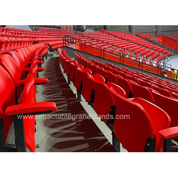 Red Folding Stadium Chair Plastic Blow Molded HDPE Football Stadium Seating For Audience