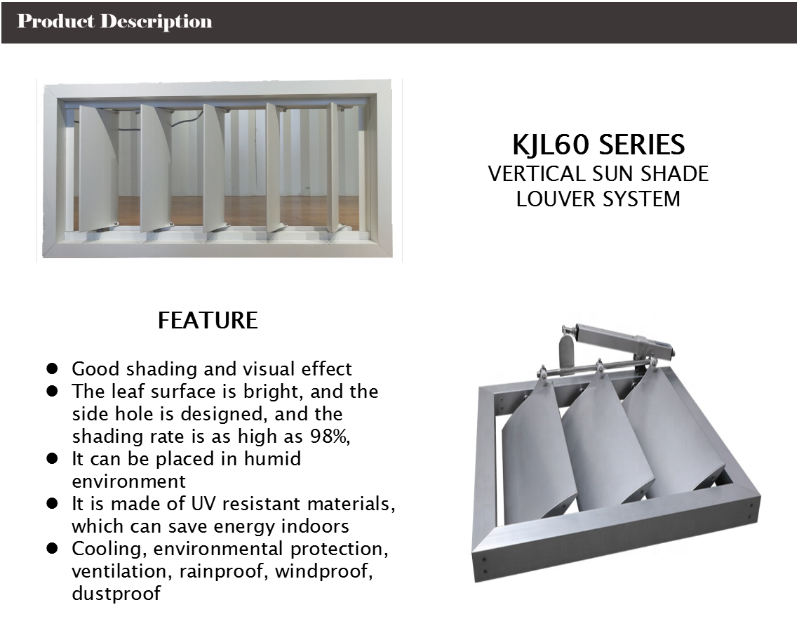 Outdoor Aluminum Sun Shade Louvers Vertical Rustless Smart Control