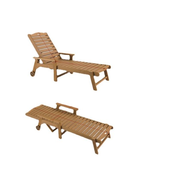 Outdoor 4-Level Backrest Adjustment Sun Lounger for Plastic Wood Sunbed Chaise Lounge